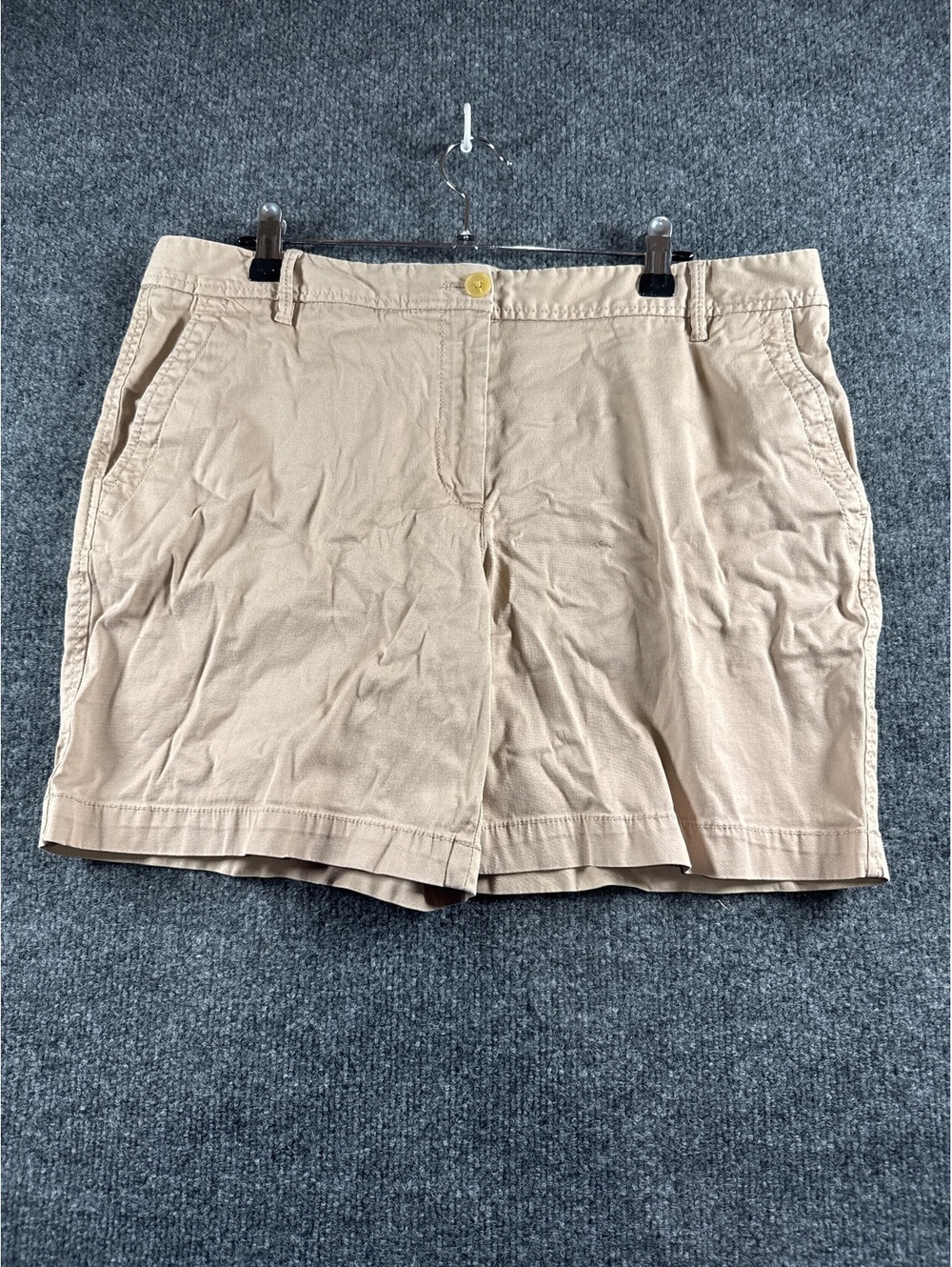 Womens Size 7 Khaki Beige Chino Shorts Cotton Stretch Flat Front Casual